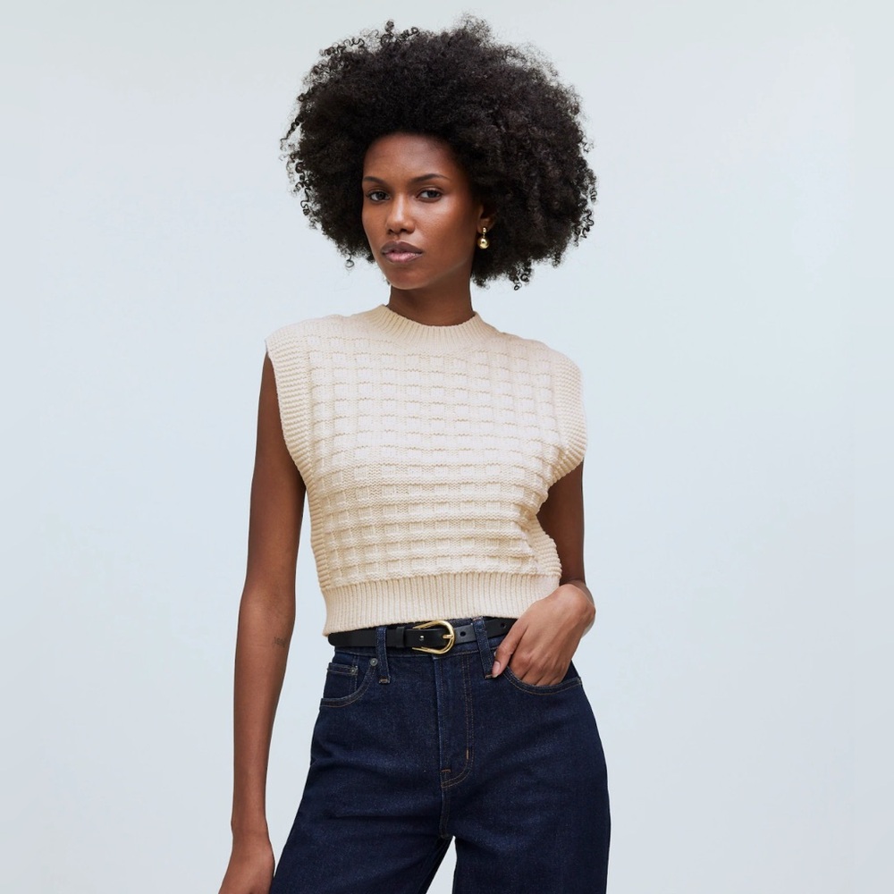 Madewell Cream Sleeveless Knit Vest